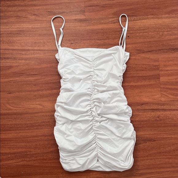 White Ruched Mini Dress - Picture 2 of 2